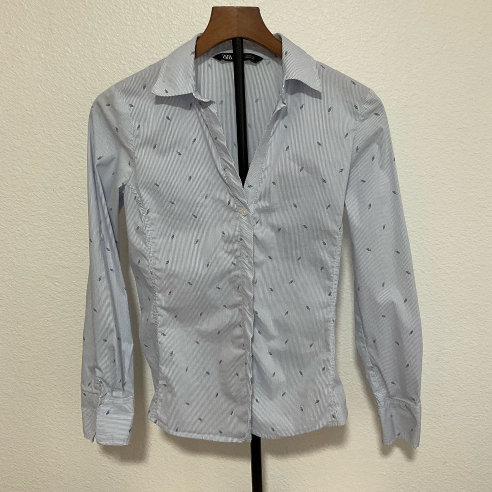 Zara Printed poplin shirt Size M